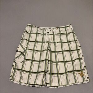 Hurley Mens Plaid Boardshorts Swim Trunks White Size 36 Beach Summer Outdoor